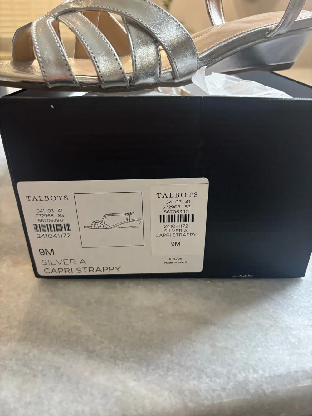 Talbots Metallic Silver Strappy Slingback Sandals